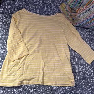 Croft & Barrow Yellow Striped Long Sleeve Top